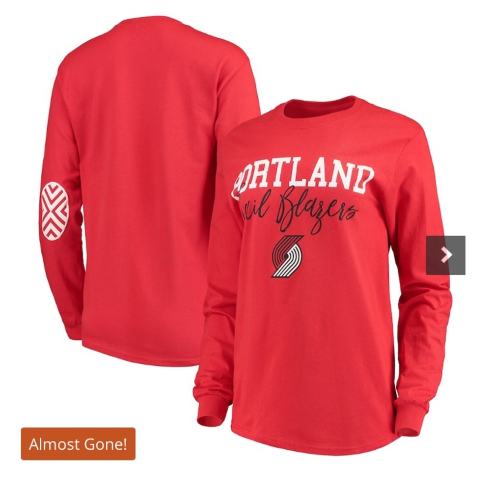 Brand New Women’s Portland Trailblazers Red LS Tee w/ Elbow Patches Sz M